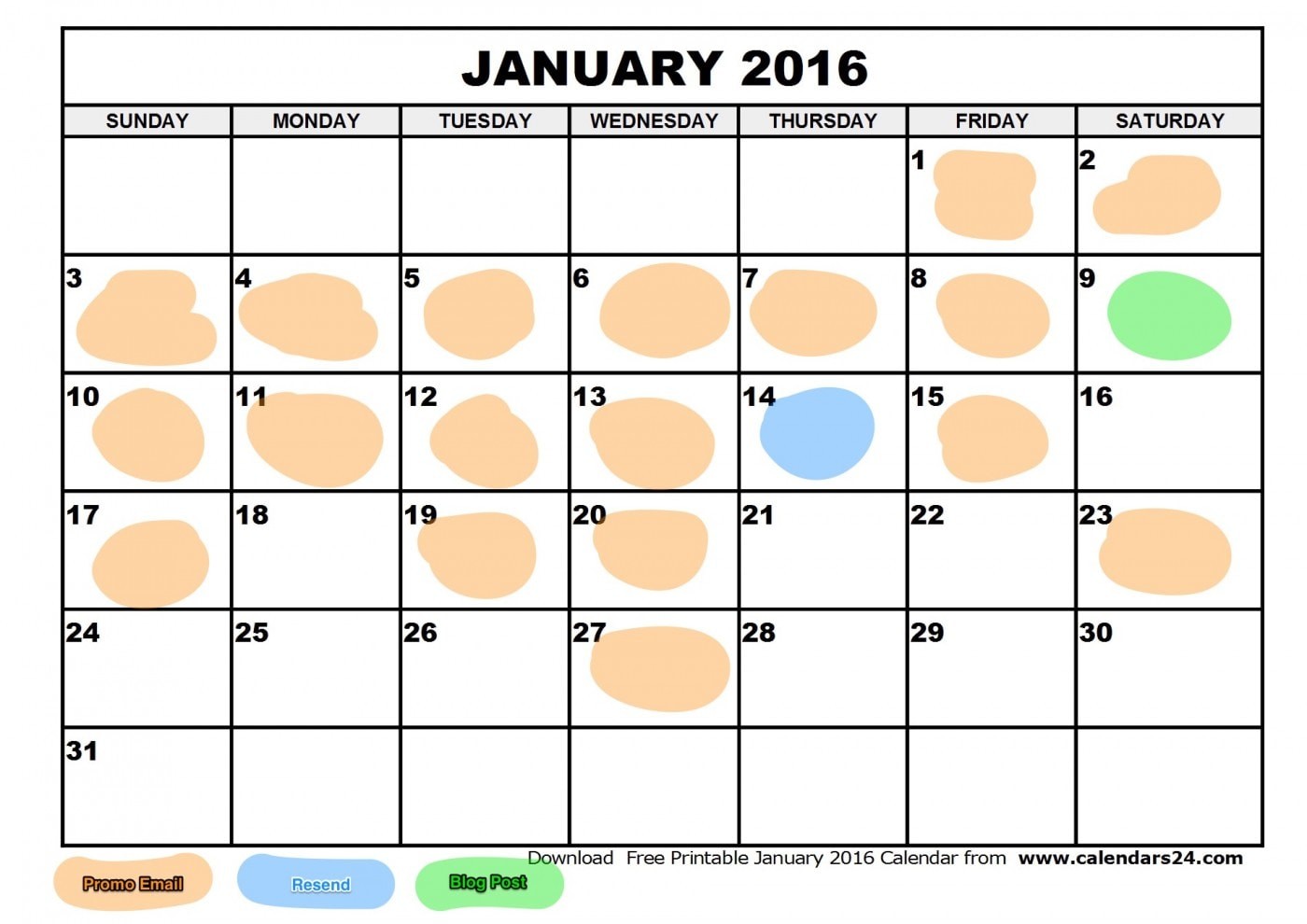 AH January 2016 calendar