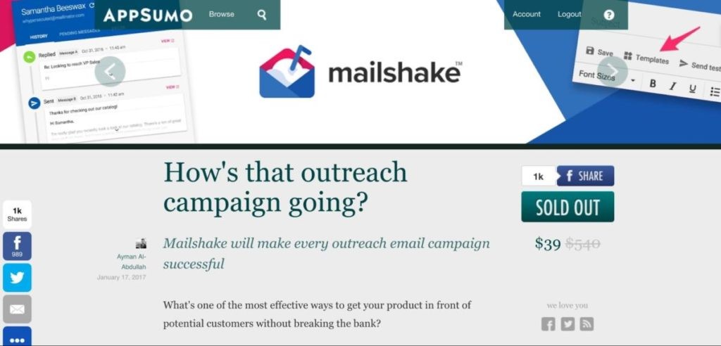 Mailshake Appsumo Deal