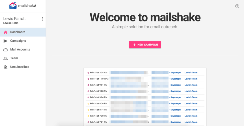 Mailshake User Interface