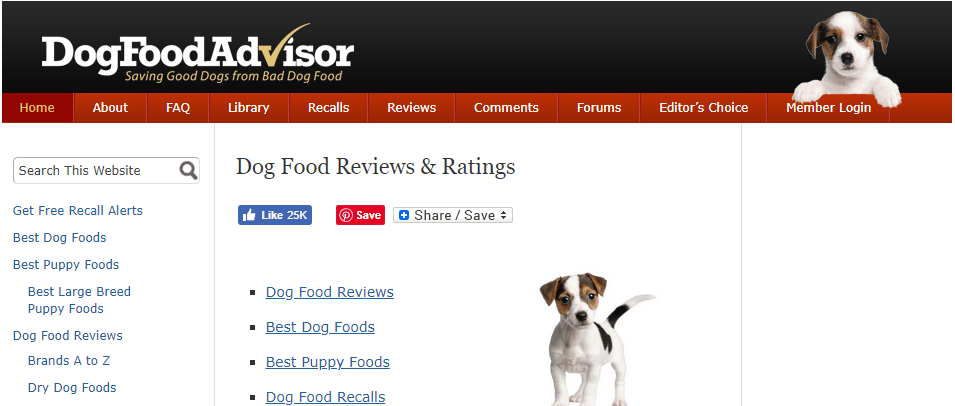 Dog Food Advisor homepage