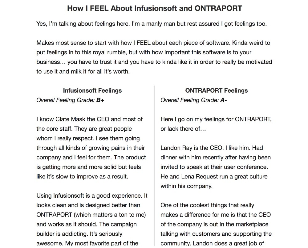 InfusionSoft vs Ontraport the ultimate showdown