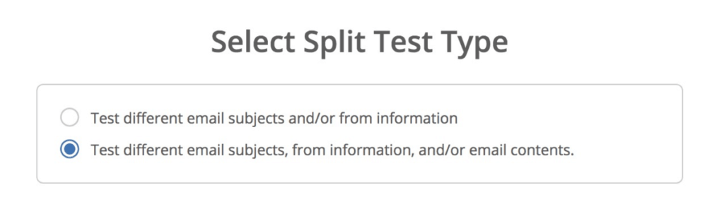 ActiveCampaign A/B Testing Split Test Types
