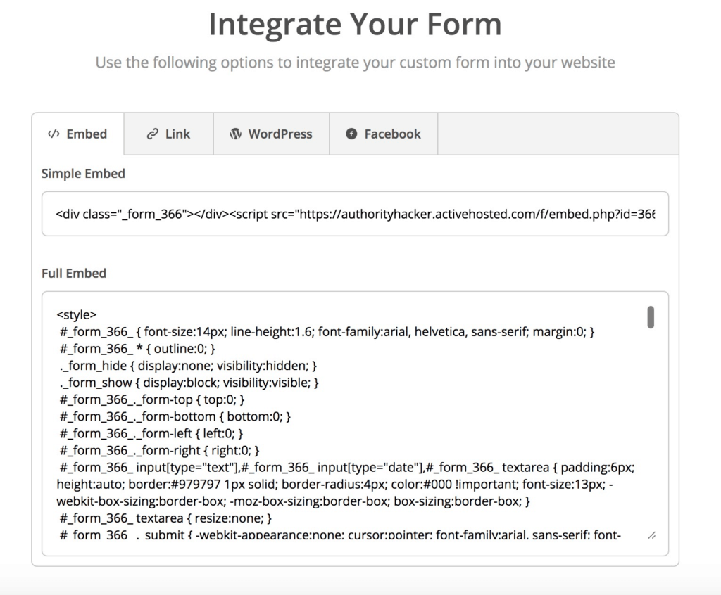ActiveCampaign Custom Form Intergation