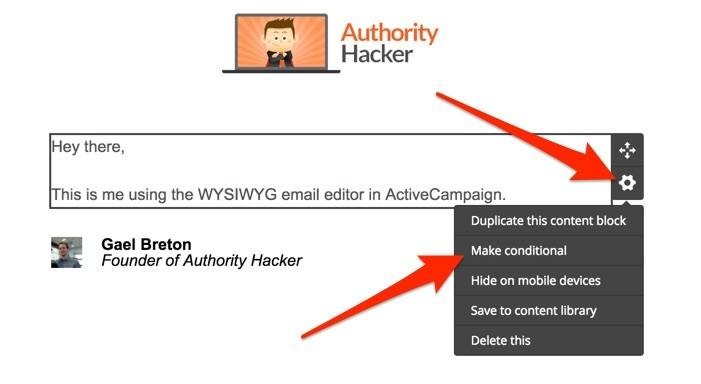ActiveCampaign Email Editor Conditional Blocks