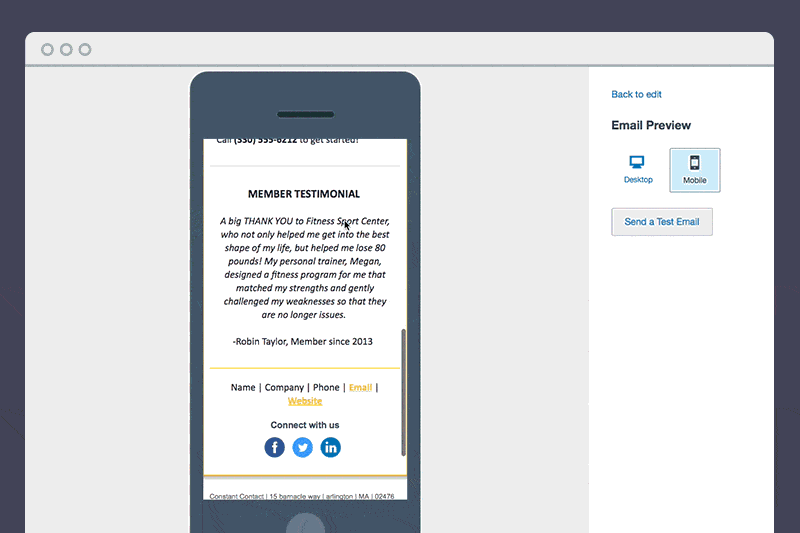 Constant Contact Email Template Mobile Version Preview