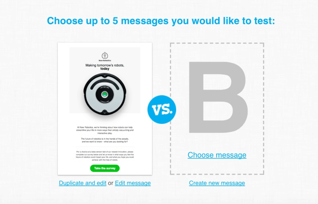 GetResponse A/B Testing Email Content