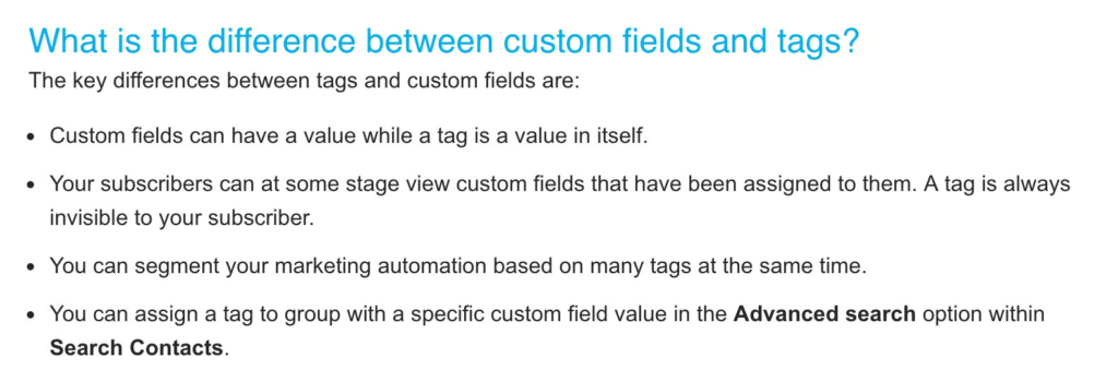What is the difference between custom fields and tags