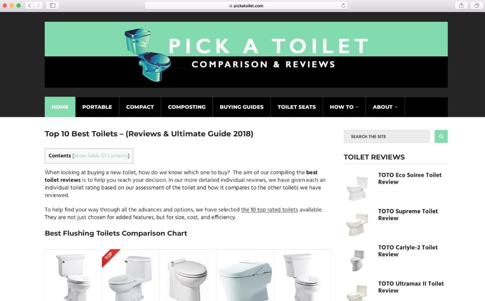 Pick A Toilet homepage