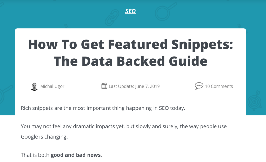 Featured Snippets Post Headline