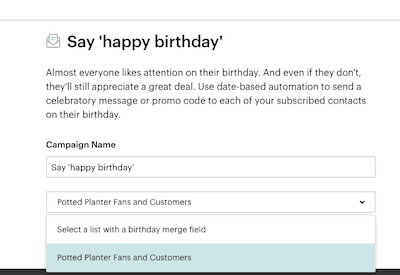 Happy Birthday Email in Mailchimp