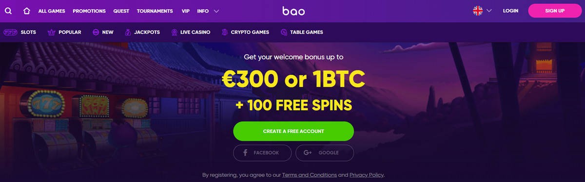 Bao Casino homepage