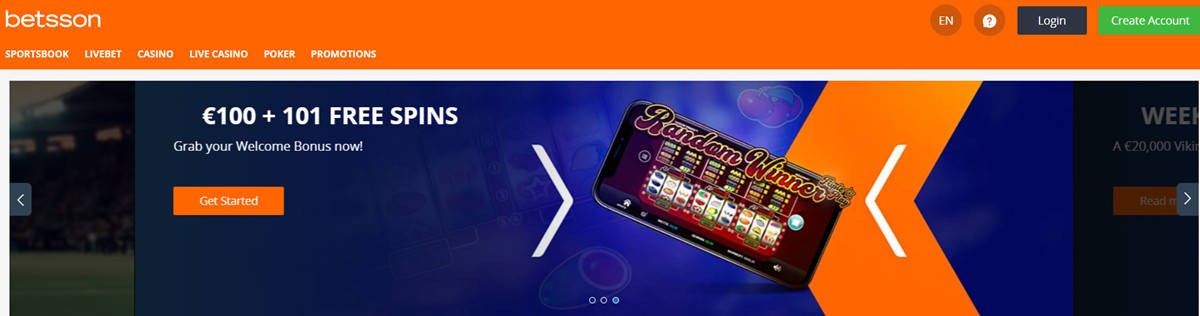 Betsson Casinos homepage