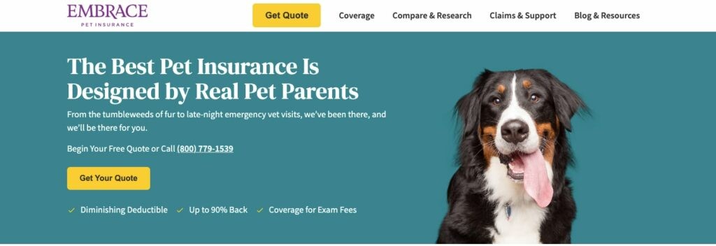 Embrace Pet Homepage