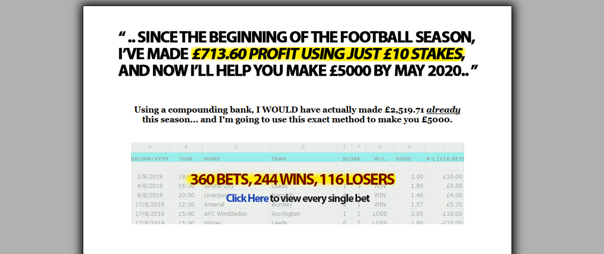 5k Betting System Homepage Screenshot