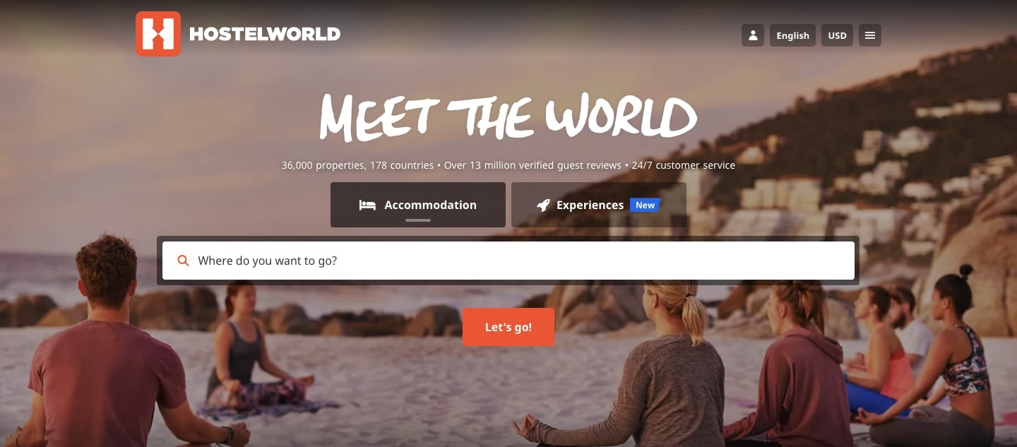 Hostelworld Homepage