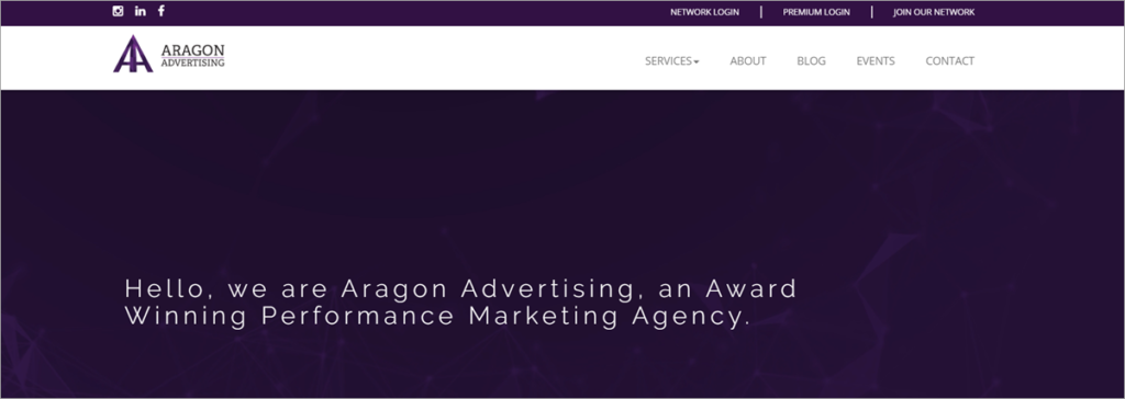 Aragon Advertising Homepage Screenshot