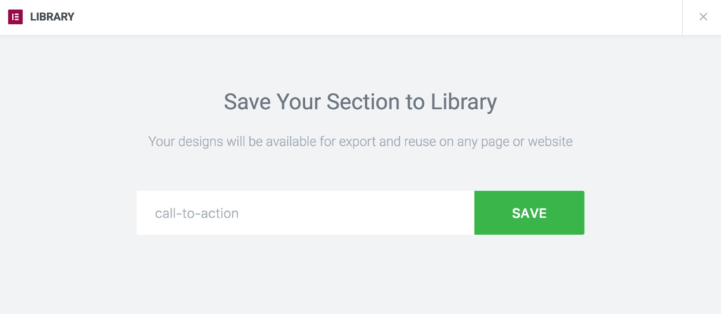 Elementor Save Your Section To Library