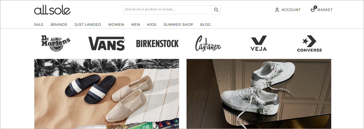 Allsole Homepage Screenshot