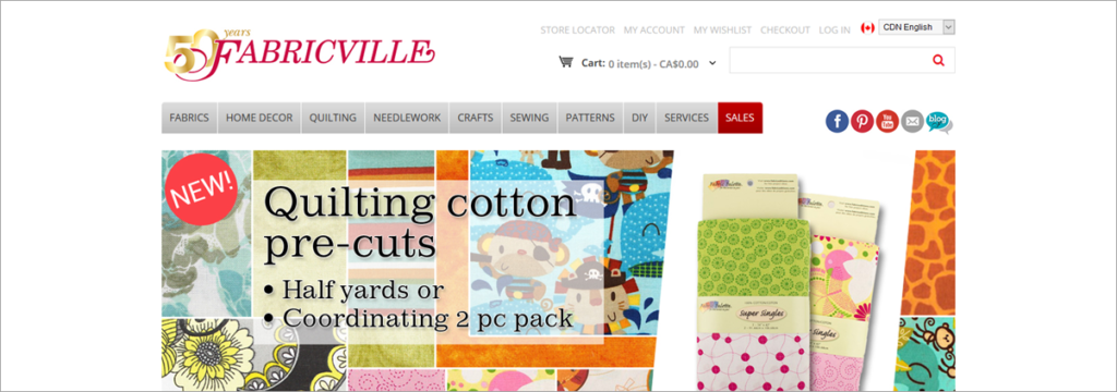 Fabricville Homepage Screenshot