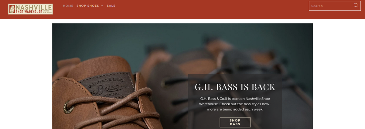 Nashville Shoe Homepage Screenshot