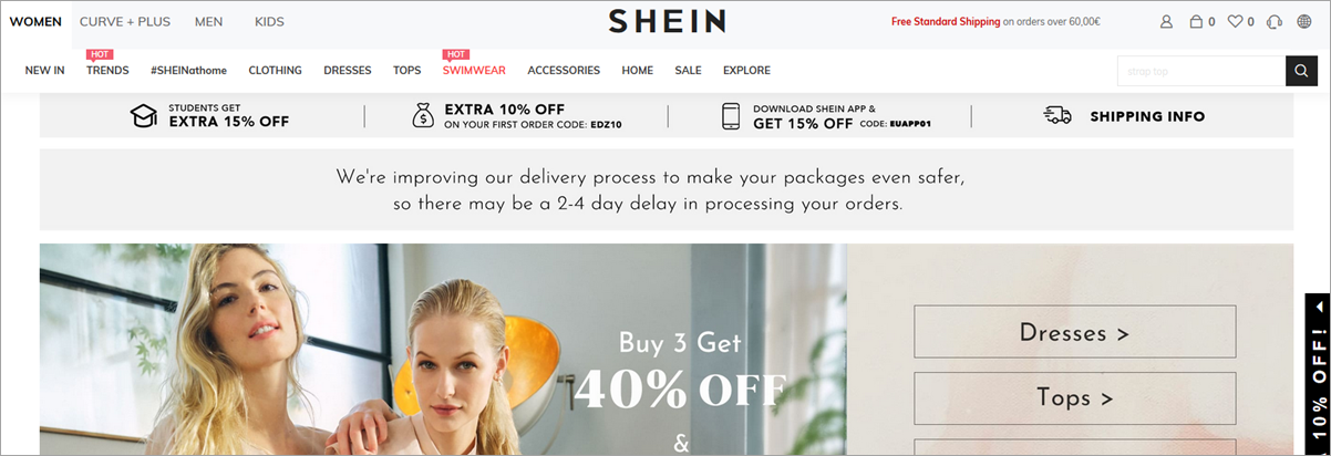 Shein Homepage Screenshot