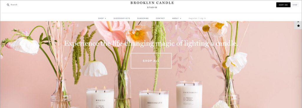 Brooklyn Candle Studio Homepage Screenshot