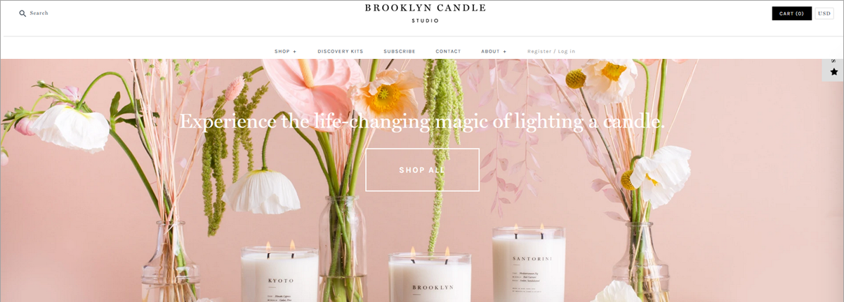 Brooklyn Candle Studio Homepage Screenshot