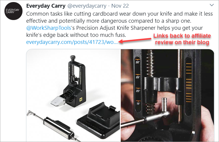 Everydaycarry Twitter Post With Affiliate Link