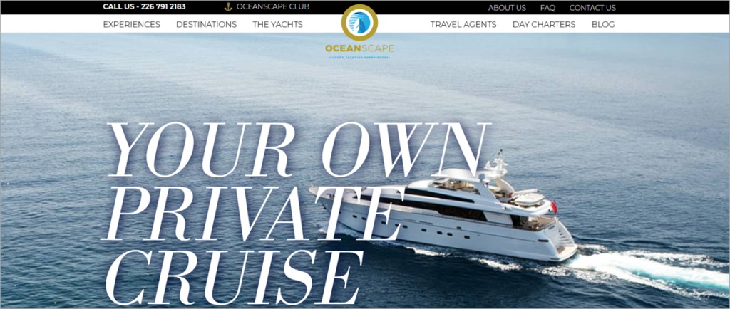 Oceanscape Yachts Homepage Screenshot