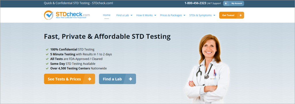 Std Check Homepage Screenshot
