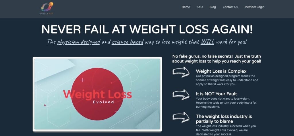 Weight Loss Evolved Homepage