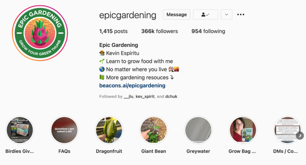 Epic Gardening Instagram