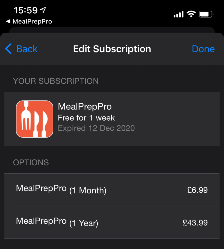 Mealpreppro App Subscription