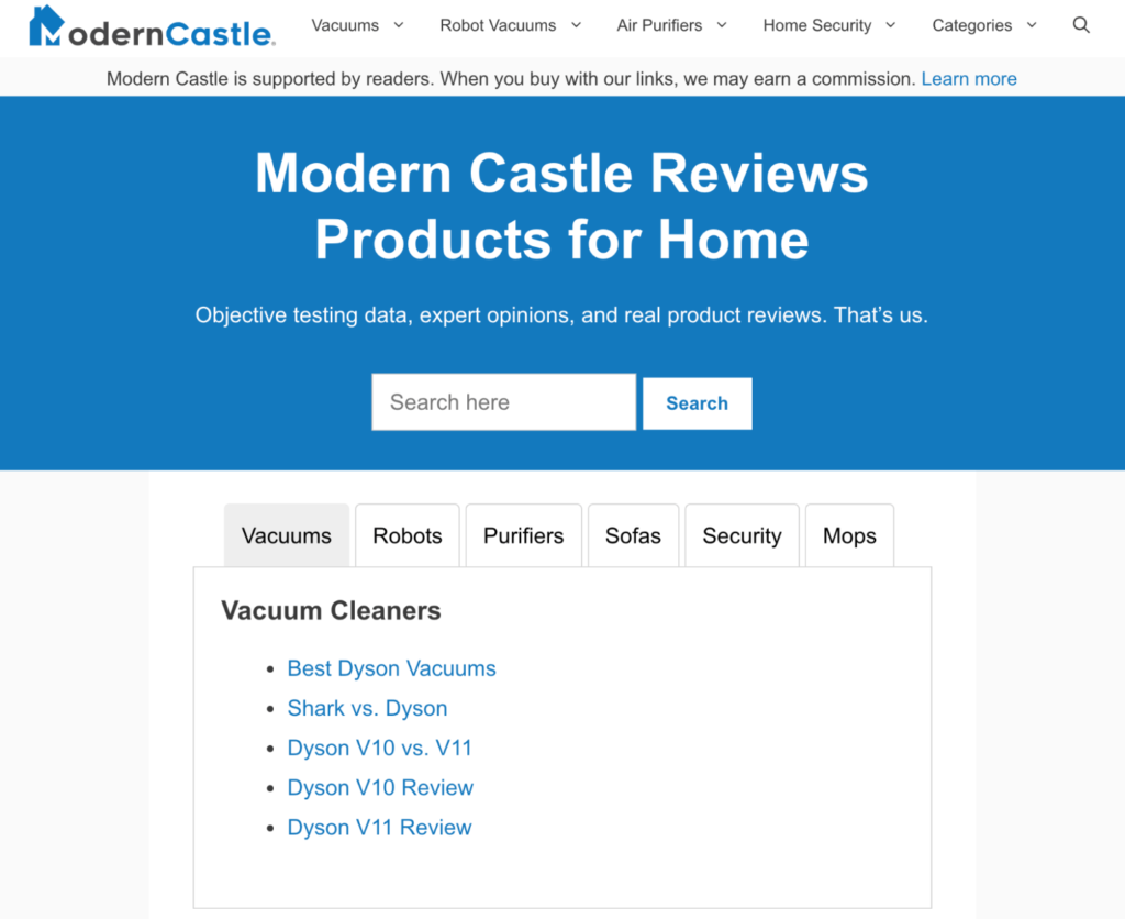 Moderncastle.com Homepage