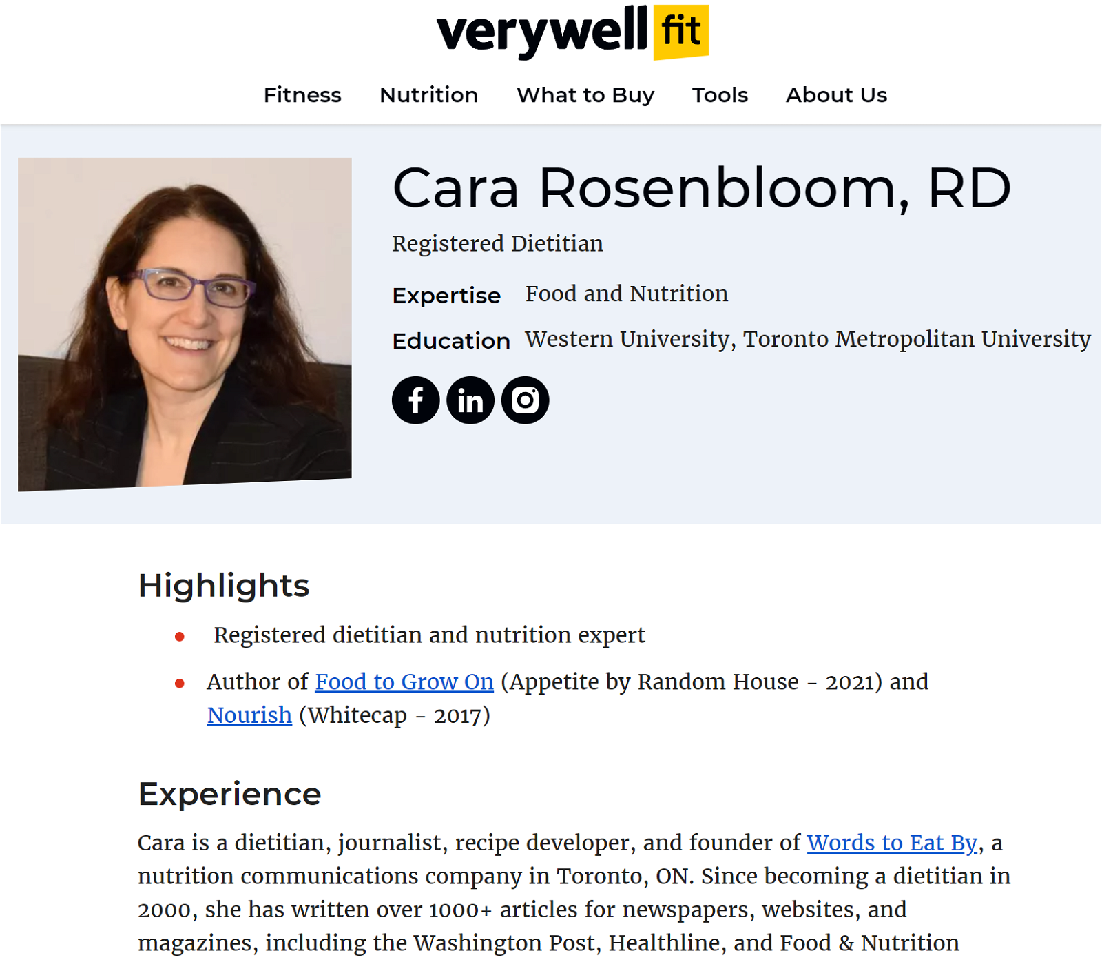 Verywell Fit author page