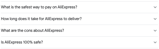 AliExpress Google People Also Ask
