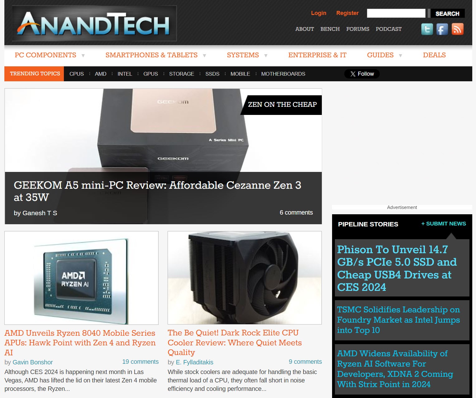 AnandTech homepage