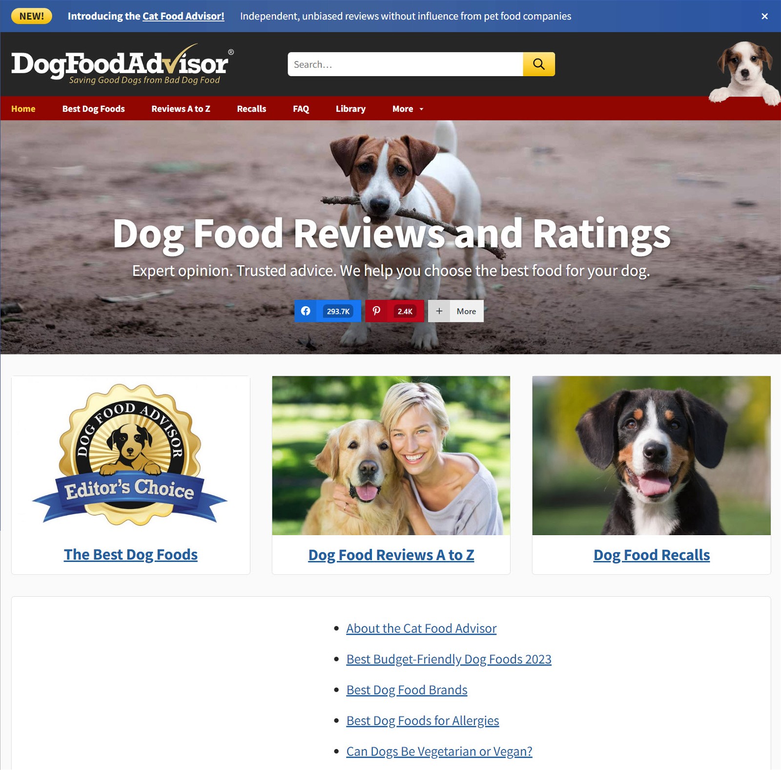 dogfoodadvisor homepage