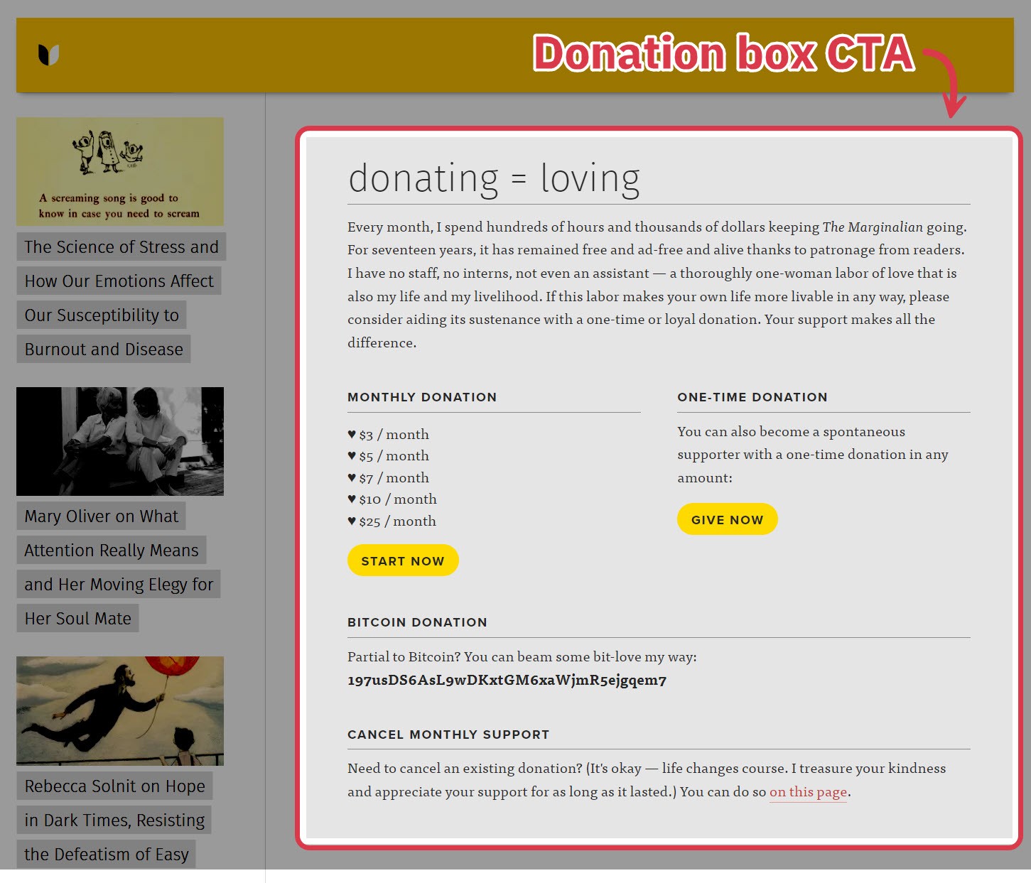 donation box cta