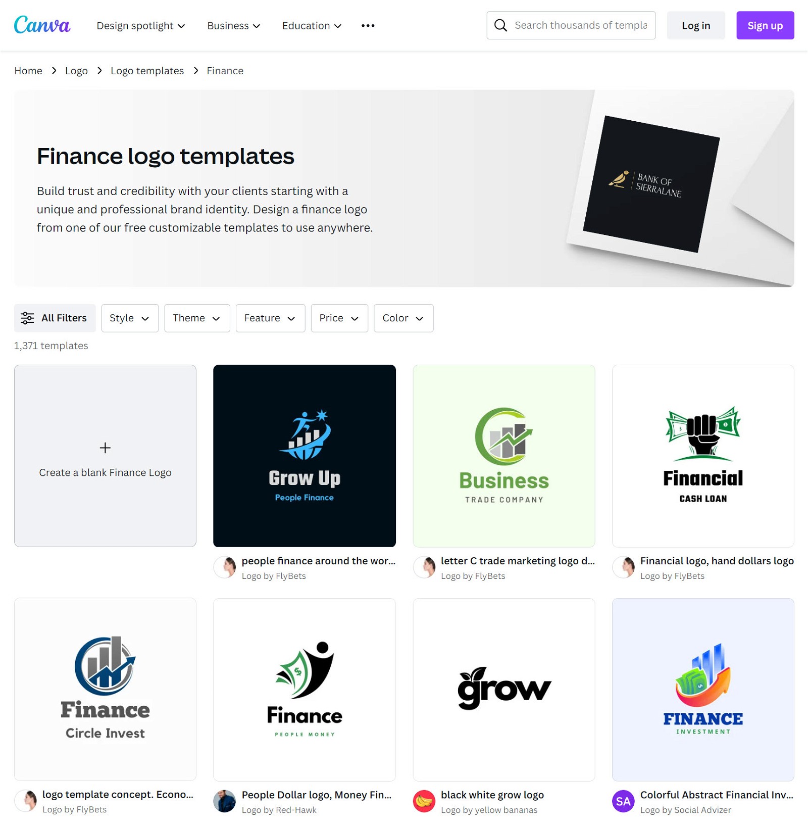finance logos on Canva