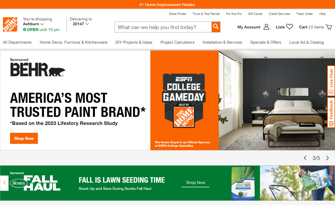 Home Depot homepage