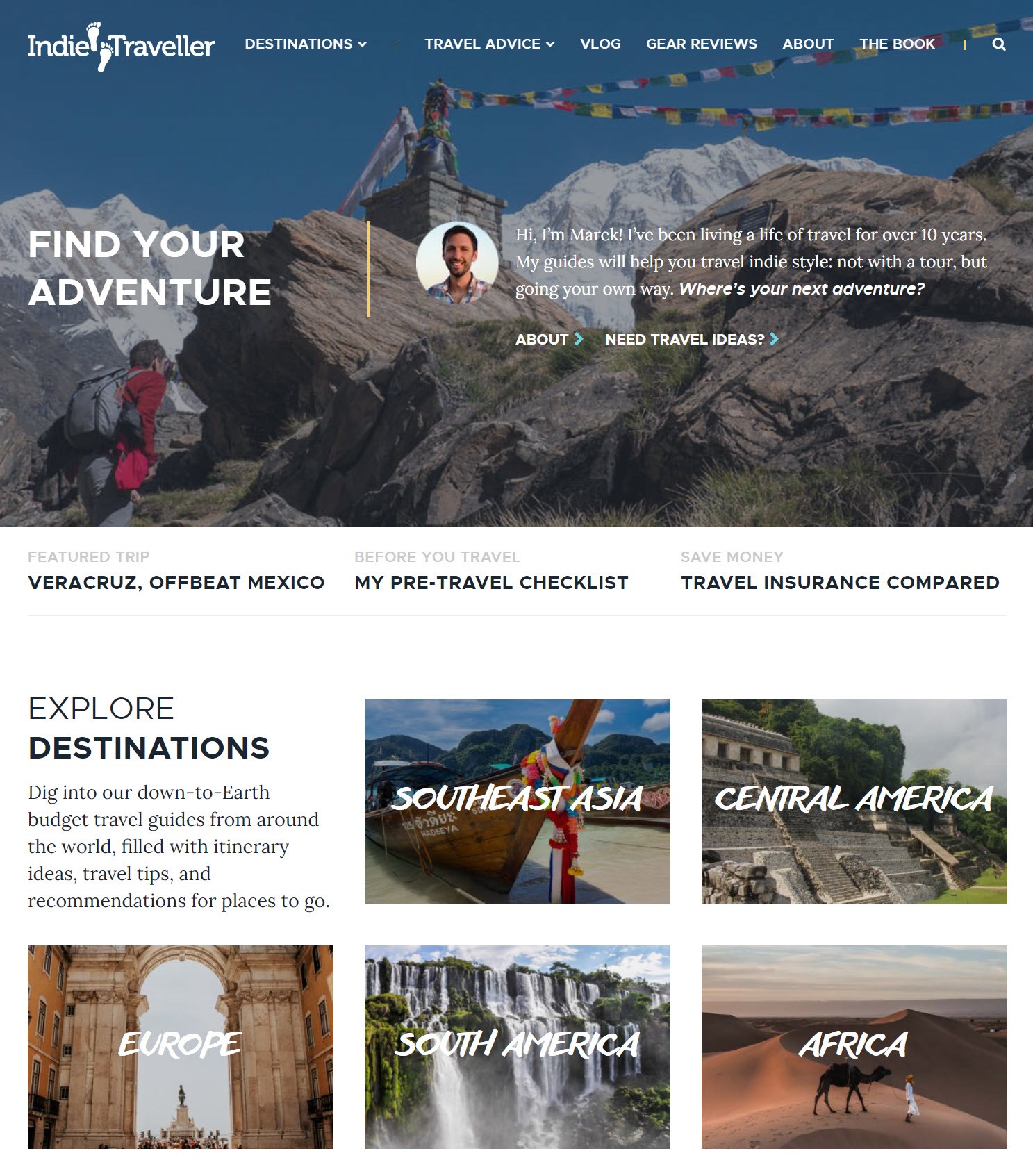 indie traveller homepage