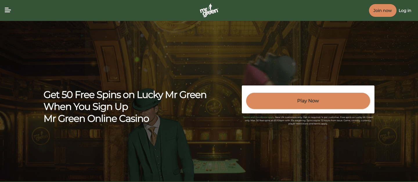 Mr Green homepage