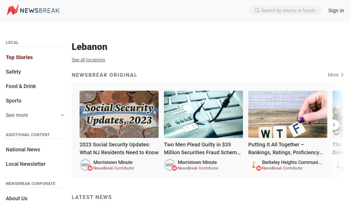Newsbreak homepage