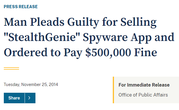 Stealthgenie owner pleads guilty