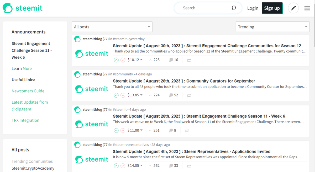 Steemit homepage