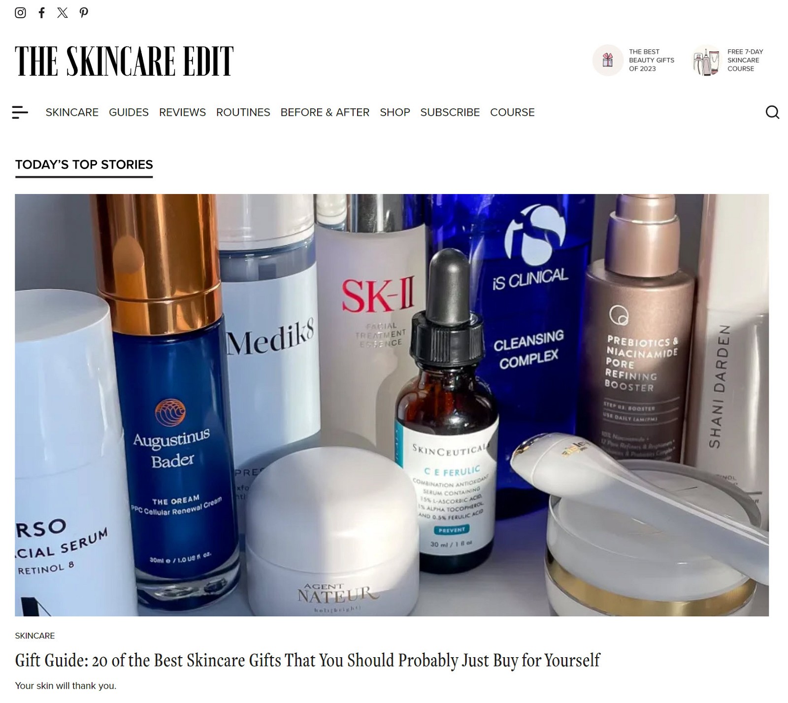 The Skincare Edit homepage