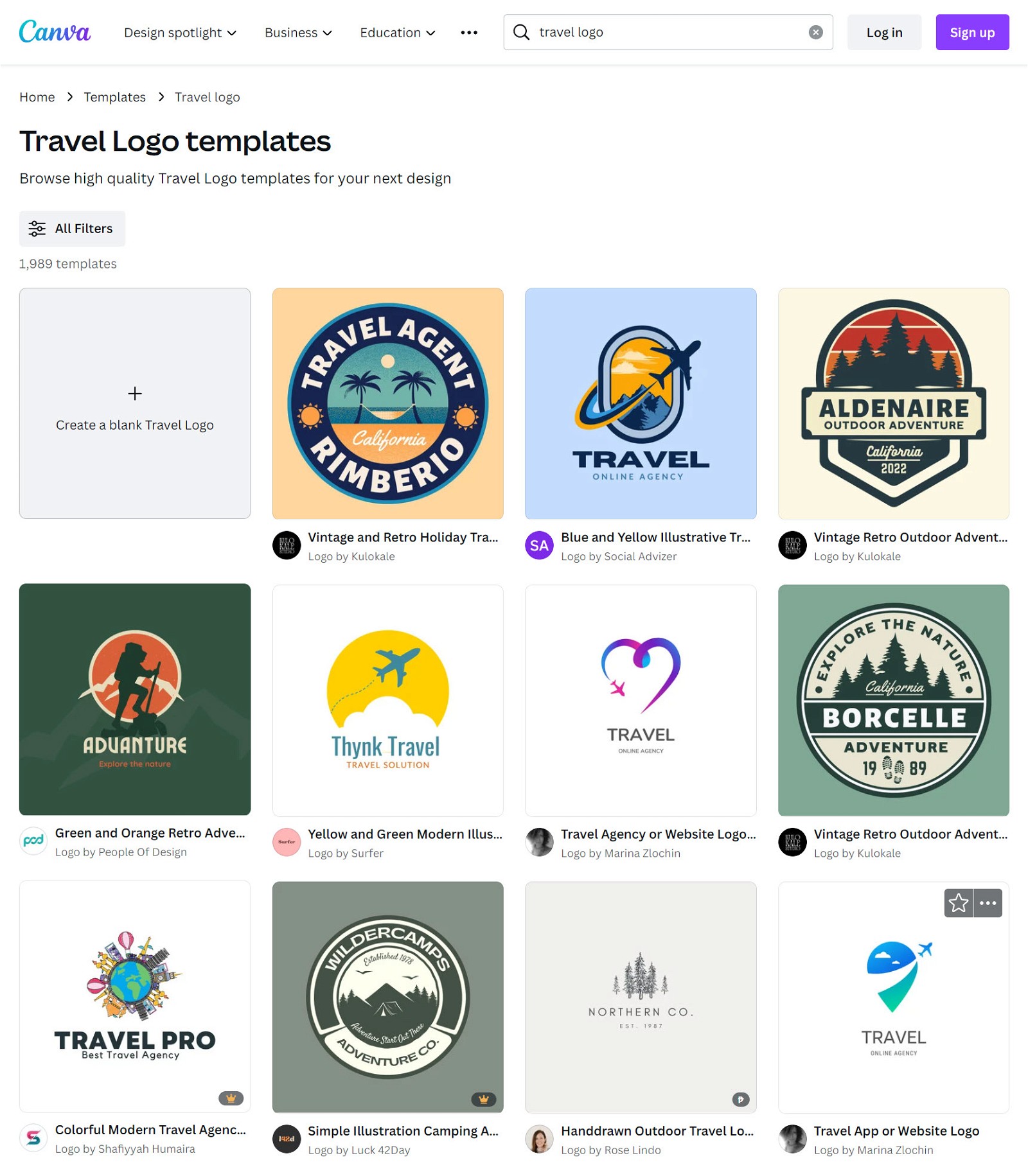 travel logo samples on Canva