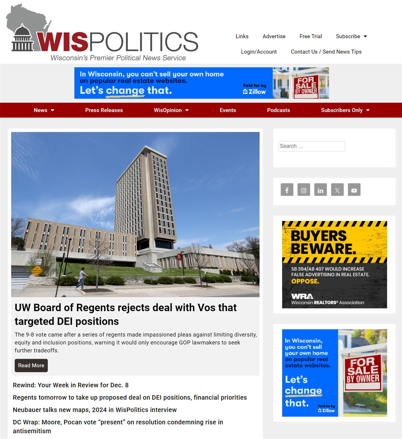 WisPolitics homepage