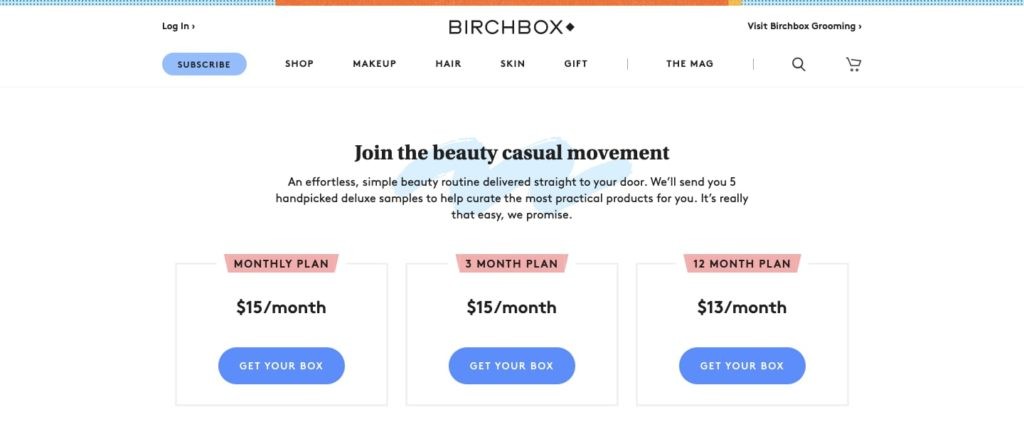 Birch Box Homepage